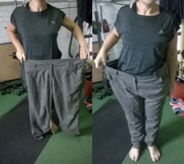 Transformation d'une femme Avant son programme de perte de poids et le résultat après.